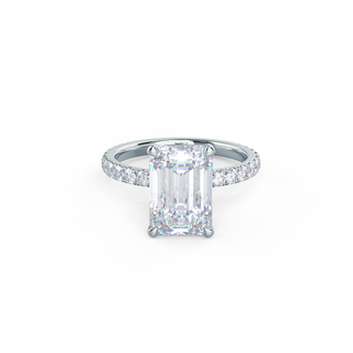 2.0CT Emerald Cut Moissanite Classic Pave Diamond Engagement Ring