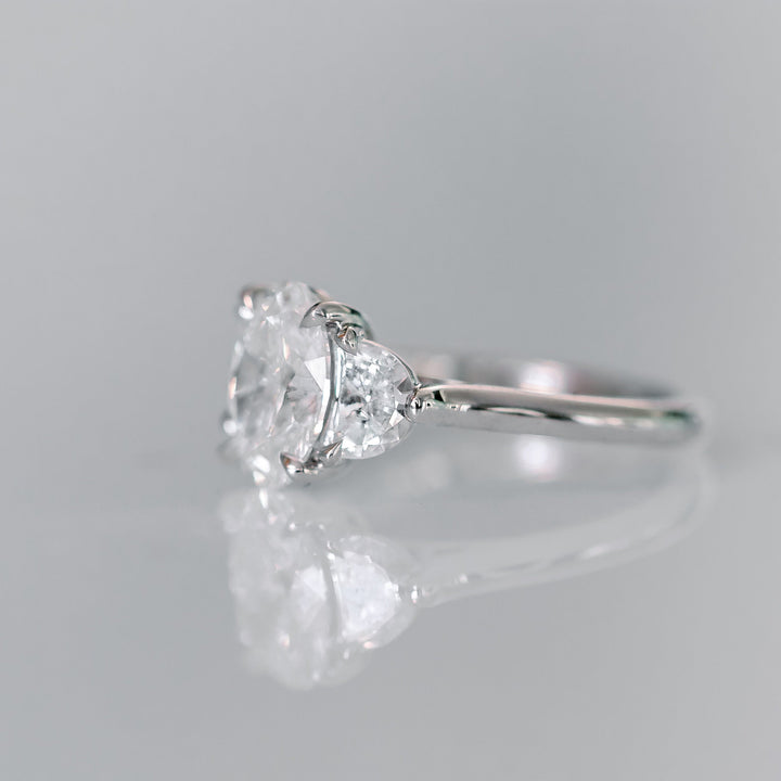 2.25CT Oval Cut Moissanite Half Moon Diamond Engagement Ring