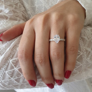 2.10CT Pear Diamond Moissanite Split Shank Engagement Ring