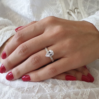 2.10CT Pear Diamond Moissanite Split Shank Engagement Ring
