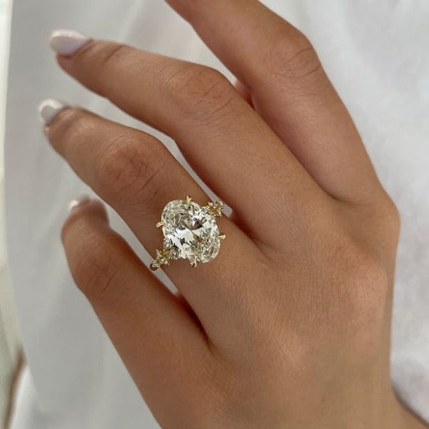 4.0ct Oval Cut Moissanite Diamond Pave Engagement Ring