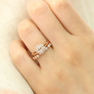 Round Cut Moissanite Ring With  Diamond Band