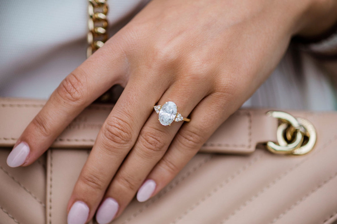 4 CT Oval cut Four Prong Moissanite Engagement Ring