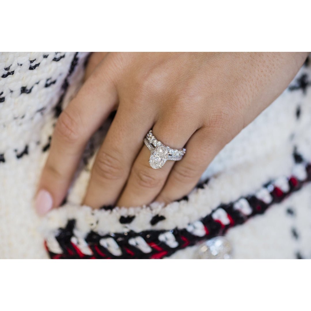 3 CT Oval cut Hidden Halo Moissanite Engagement Ring