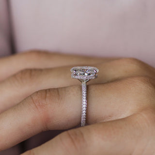 3.40CT Oval Cut Hidden Halo Moissanite Diamond Engagement Ring