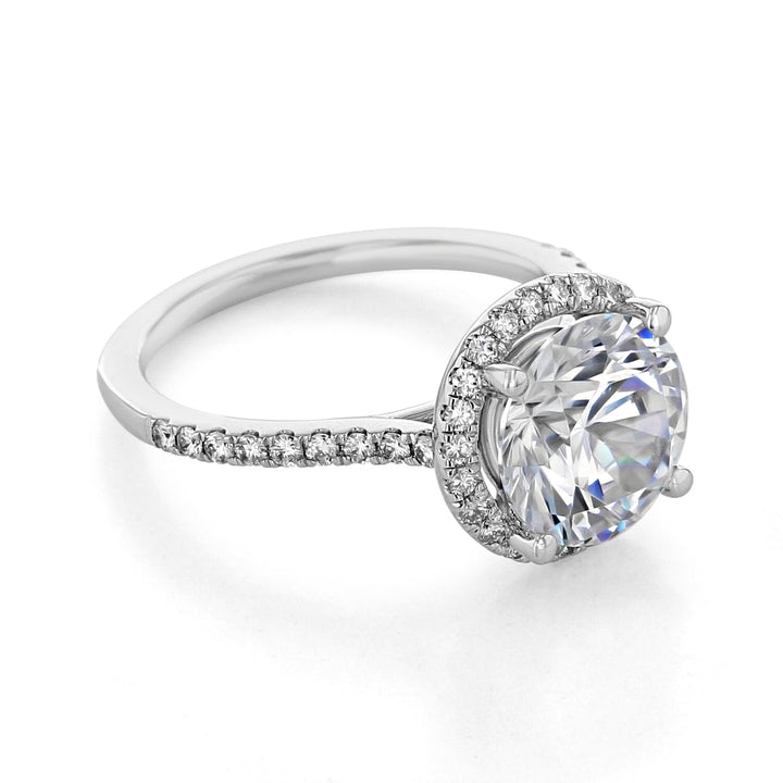 3.50 ct Round Halo Micro-Prong Moissanite Engagement Ring