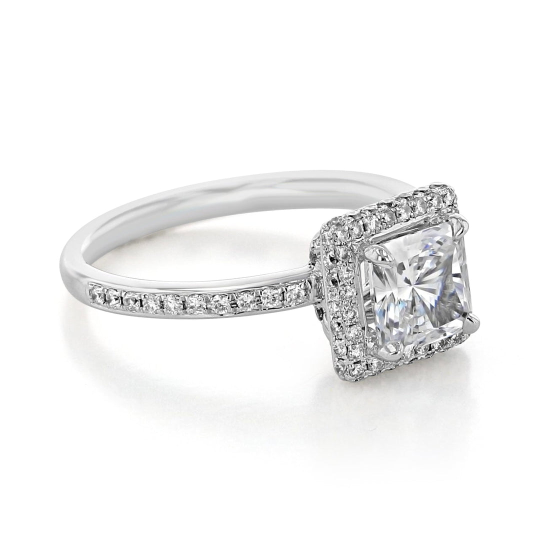 1.5ct Princess Cut Moissanite Halo Engagement Ring