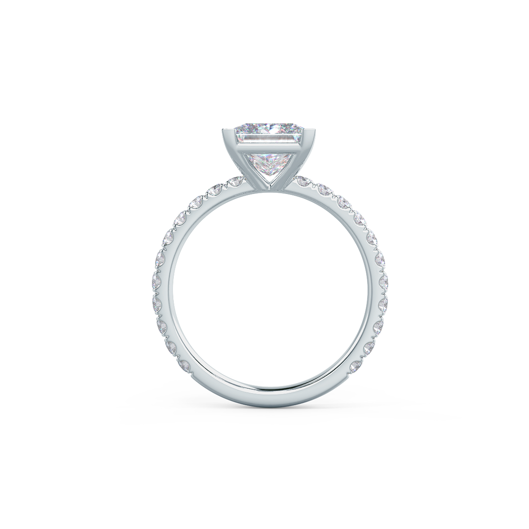 2.0CT Princess Cut Moissanite Petite Pave Diamond Engagement Ring