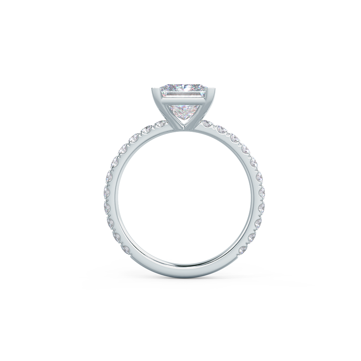 2.0CT Princess Cut Moissanite Petite Pave Diamond Engagement Ring