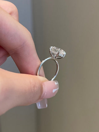 4CT Oval Diamond Hidden Halo Moissanite Engagement Ring