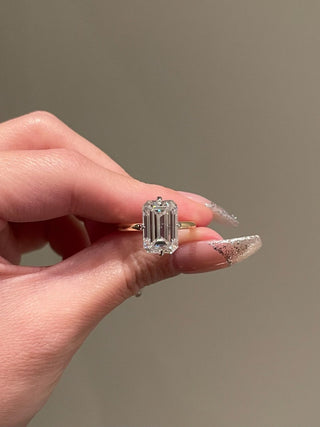 Emerald Cut Diamond Solitaire Moissanite Engagement Ring