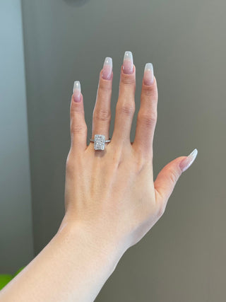 5CT Radiant Diamond PaveMoissanite Engagement Ring