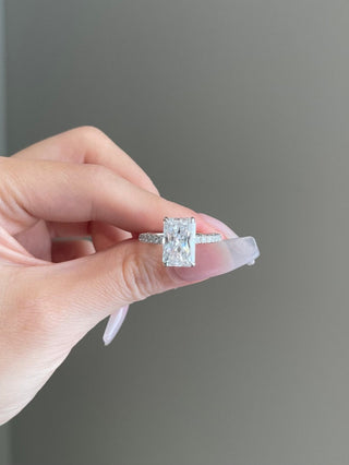 5CT Radiant Cut Diamond Pave Moissanite Engagement Ring
