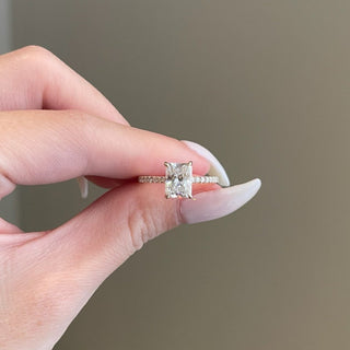Emerald Cut Diamond Pave Moissanite Engagement Ring