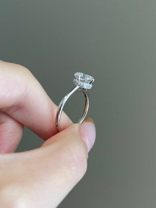 Cushion Diamond Hidden Halo Moissanite Engagement Ring