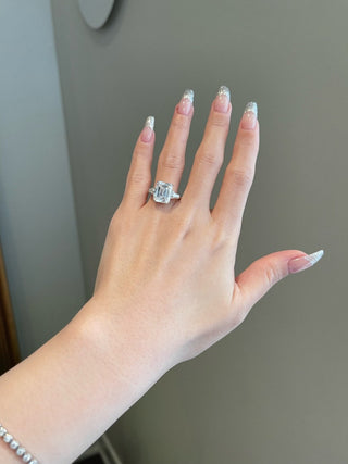 5CT Emerald Cut Diamond 3 Stone Moissanite Engagement Ring