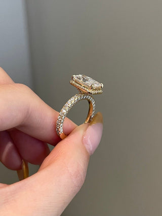 4CT Radiant Cut Diamond Pave Moissanite Engagement Ring