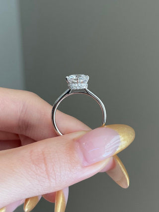 Cushion Diamond Hidden Halo Moissanite Engagement Ring