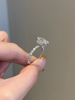 5CT Cushion Diamond Pave Moissanite Engagement Ring