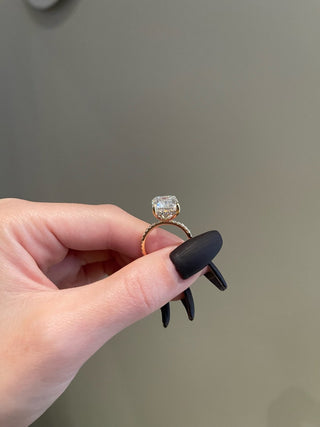 5CT Emerald Cut Diamond Hidden Halo Moissanite Engagement Ring