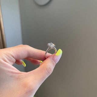 Emerald Cut Diamond Pave Moissanite Engagement Ring