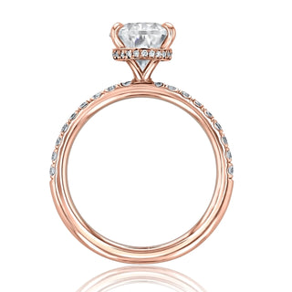 1.93CT Pear Cut Hidden Halo Moissanite Engagement Ring in 18K Rose Gold