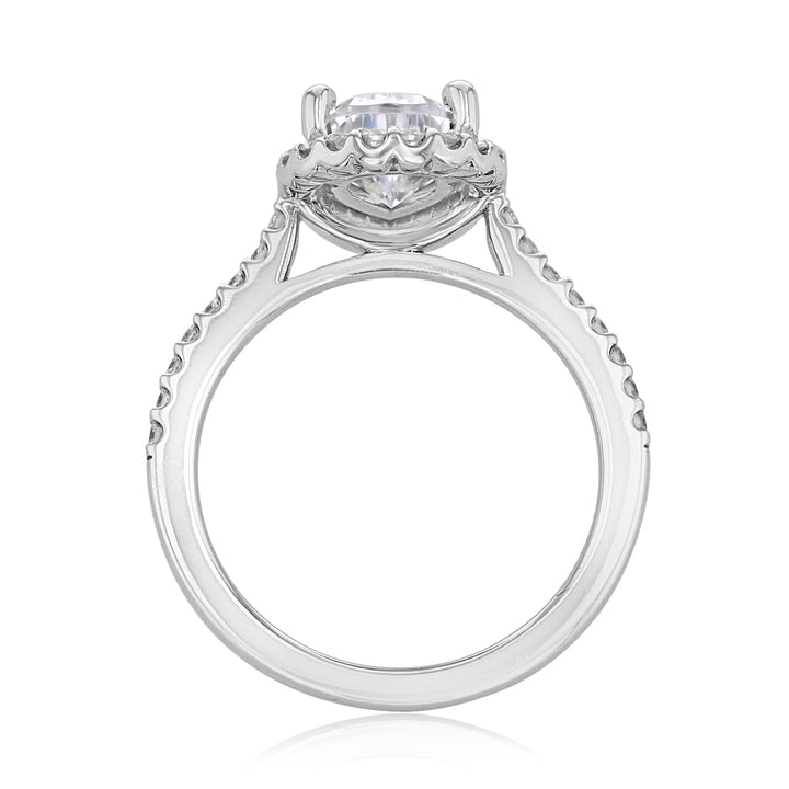 1.93 ct  Pear cut Halo  Moissanite solitaire  Engagement Ring