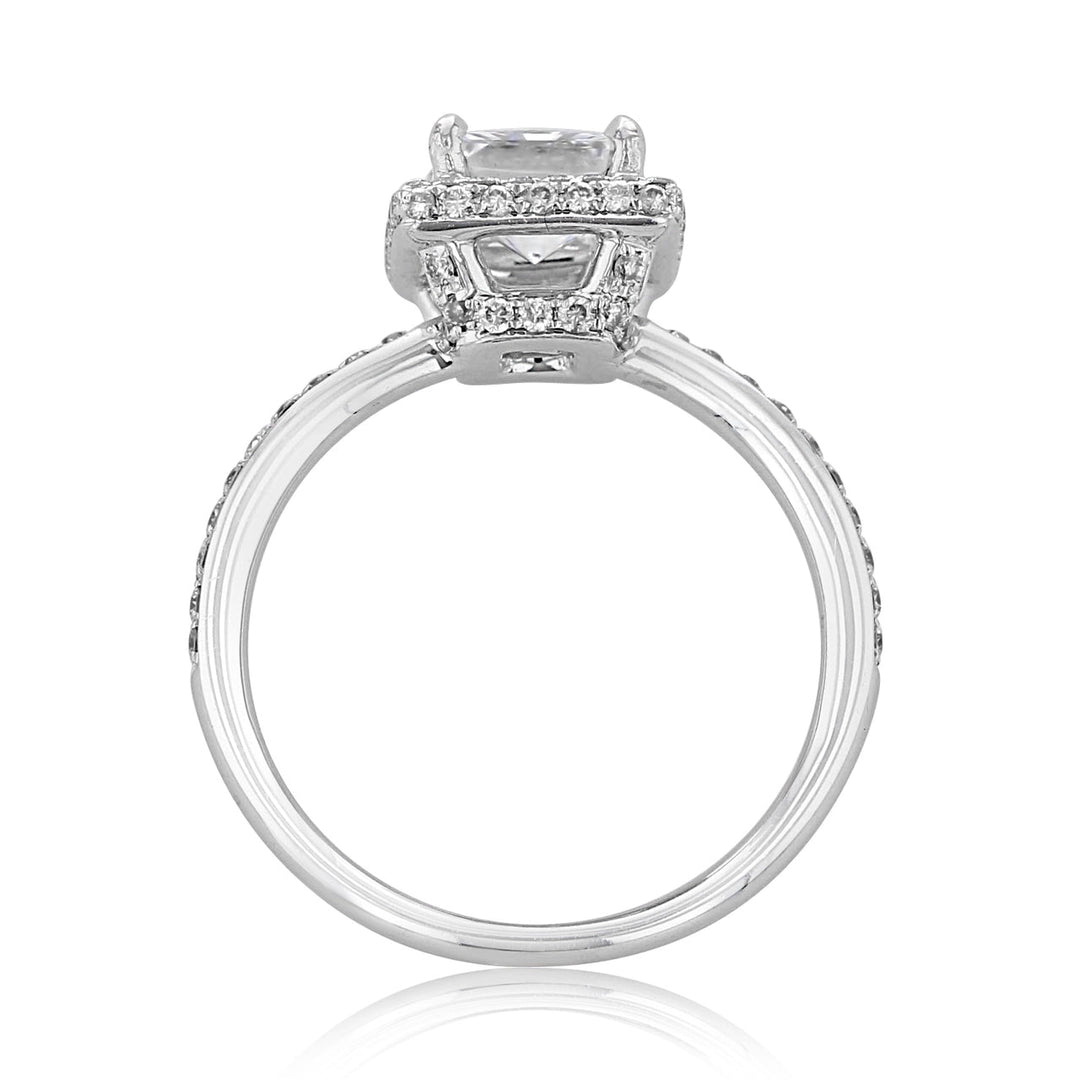 1.5 ct  Princess cut Halo  Moissanite solitaire  Engagement Ring
