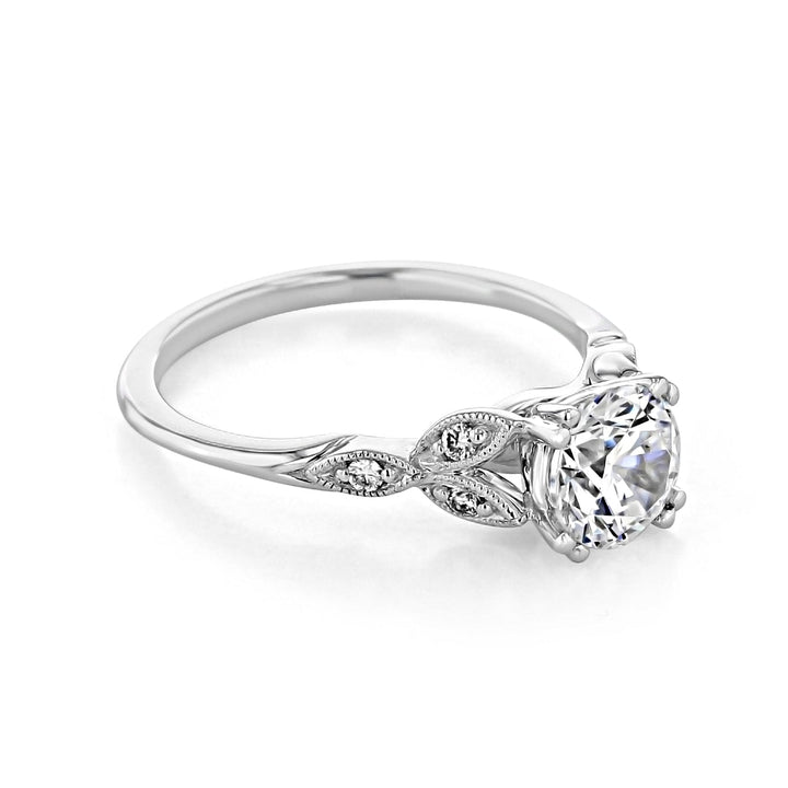 1.0CT Round Cut Vintage Style Moissanite Engagement Ring