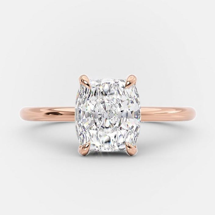 2.92ct Cushion Cut Moissanite Hidden Halo Engagement Ring