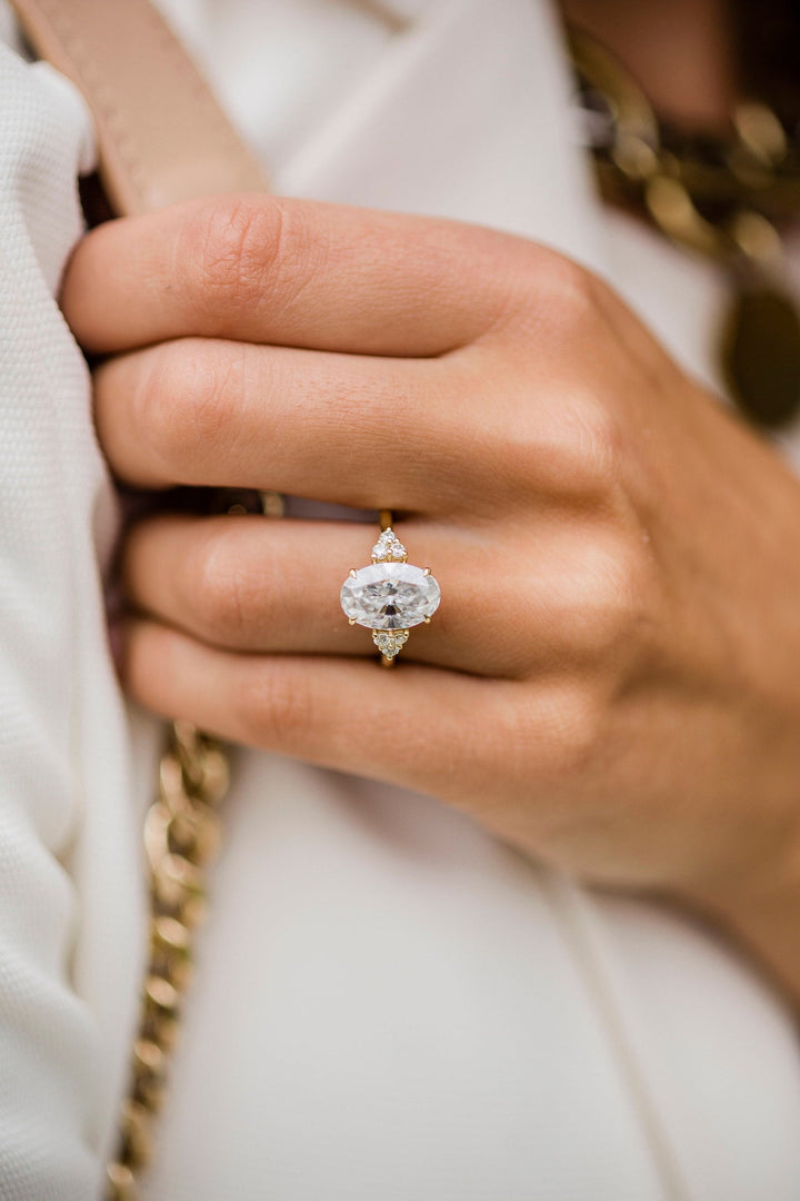 4 CT Oval cut Four Prong Moissanite Engagement Ring