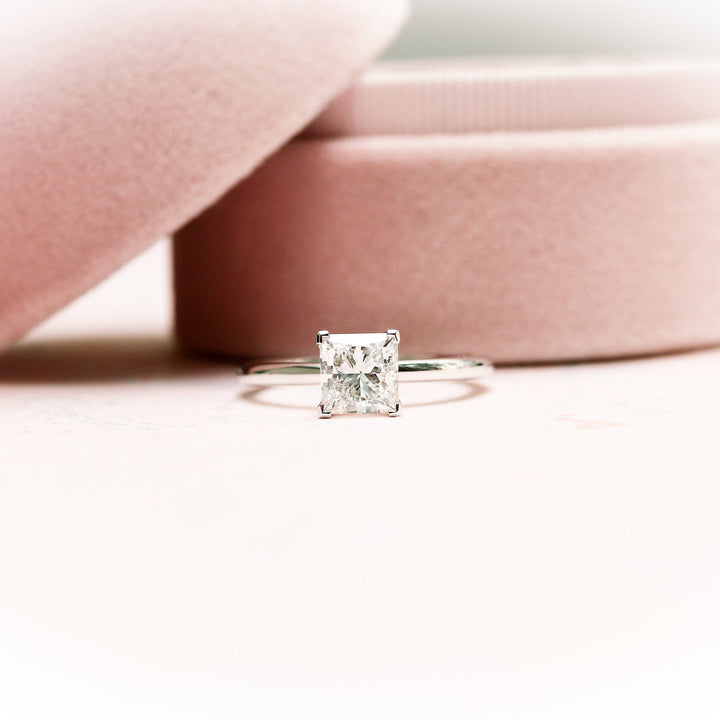 1.75ct Princess Cut Moissanite Diamond Classic Solitare Engagement Ring
