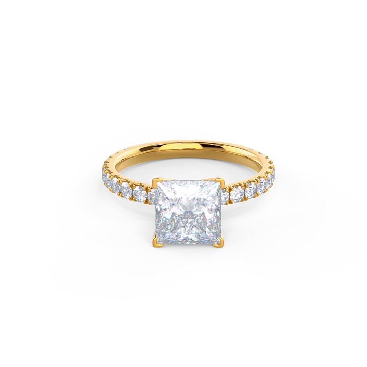 1.50CT Princess Cut Moissanite Classic Pave Diamond Engagement Ring