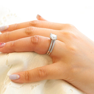 Solitaire Cushion Moissanite Ring With Milgrain Diamond Band