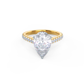 2.25CT Pear Cut Moissanite Cathedral Pave Diamond Engagement Ring