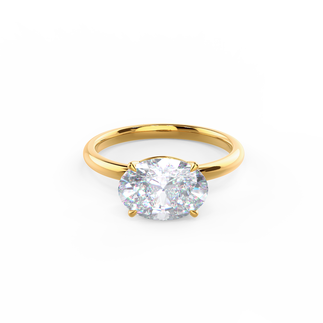 2.0ct Oval Cut East-West Moissanite Diamond Engagement Ring