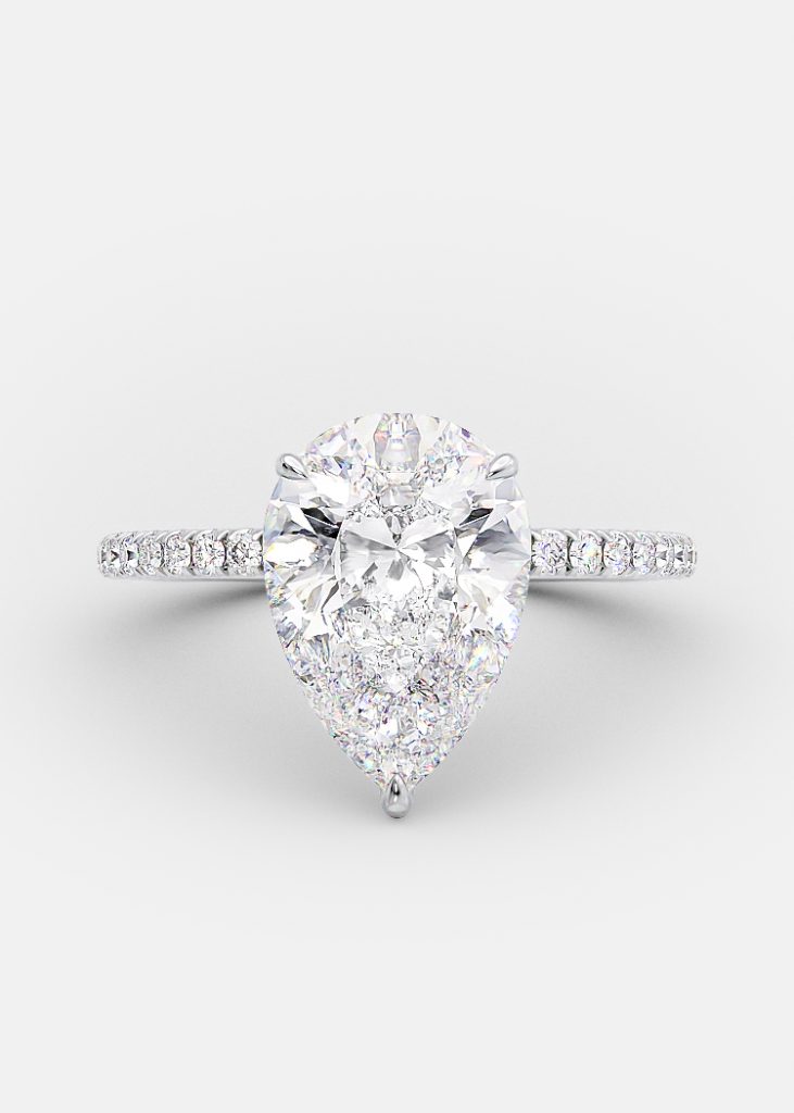 2.0ct Pear Cut Diamond Halo 14K Yellow Gold Engagement Ring