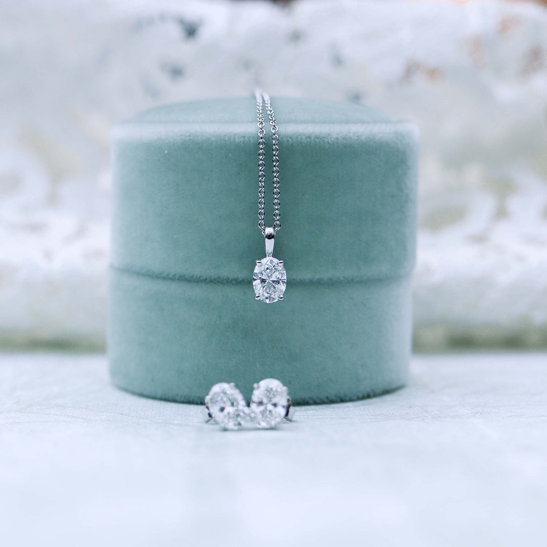 Oval Cut Solitaire Moissanite Diamond Layering Necklace