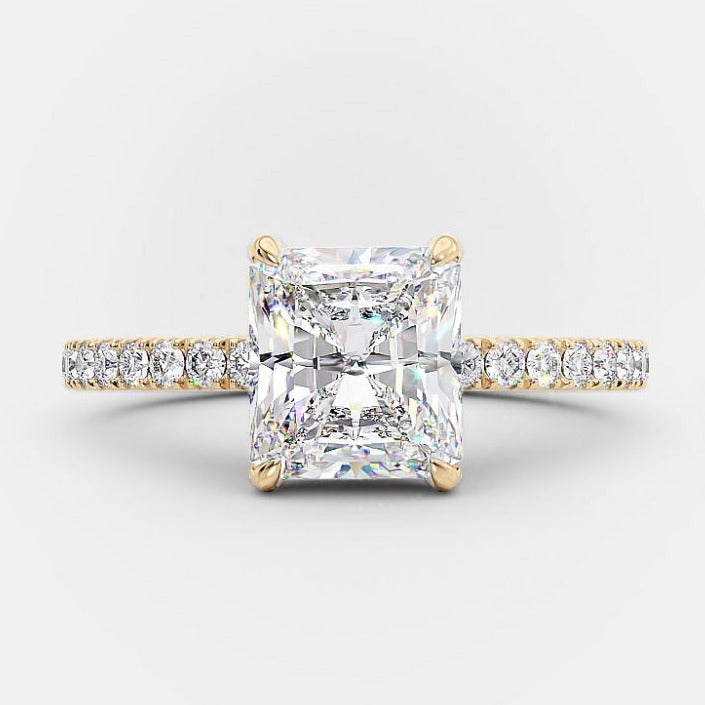 2.0CT Radiant Cut Diamond 14K Yellow Gold Engagement Ring