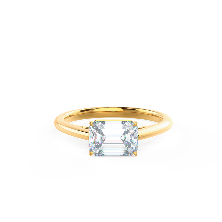 1.6CT- 2.5CT Emerald Cut East-West Moissanite Diamond Engagement Ring