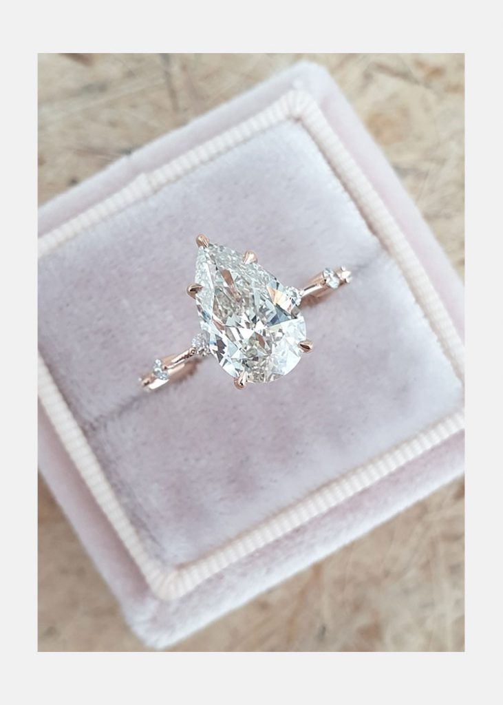 2.50ct Pear Cut Moissanite Diamond Pave Engagement Ring