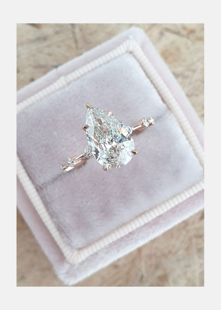 2.50ct Pear Cut Moissanite Diamond Pave Engagement Ring