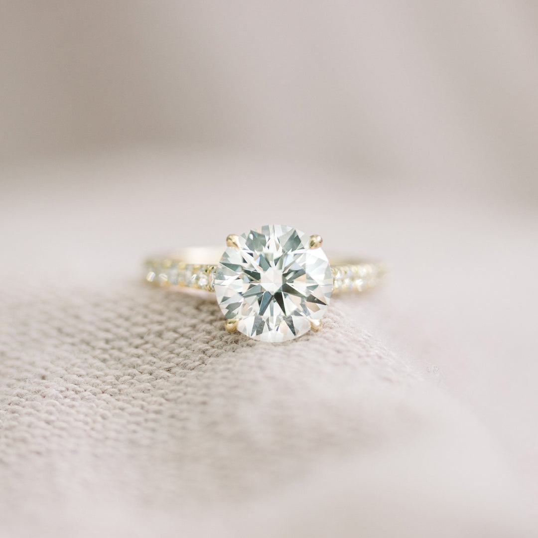 2.0CT Round Brilliant Cut Moissanite Cathedral Pave Diamond Engagement Ring