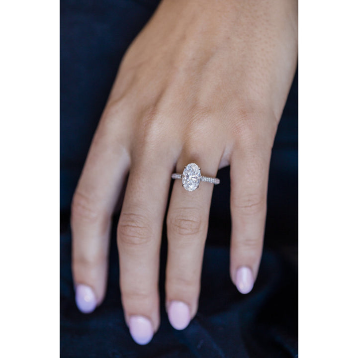 3 CT Oval cut Hidden Halo Moissanite Engagement Ring