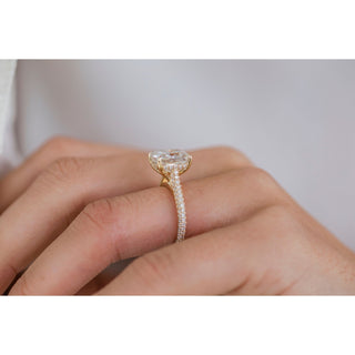 3.20CT Elongated Cushion Cut Hidden Halo Moissanite Diamond Engagement Ring
