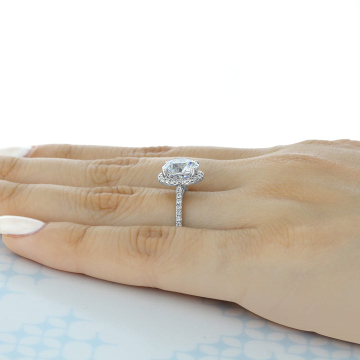 3.50 ct Round Halo Micro-Prong Moissanite Engagement Ring
