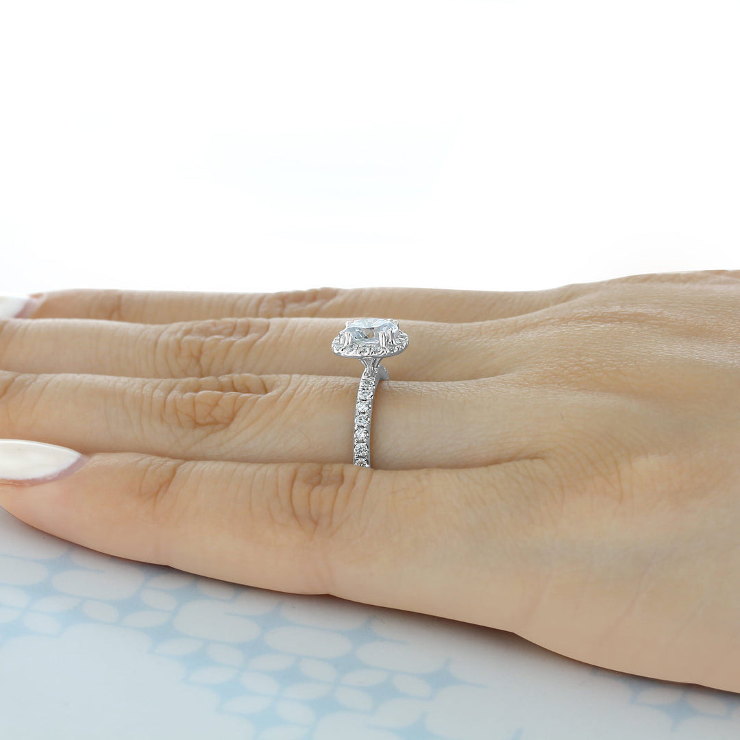 1.0 ct Classic Round cut Halo Moissanite Engagement Ring