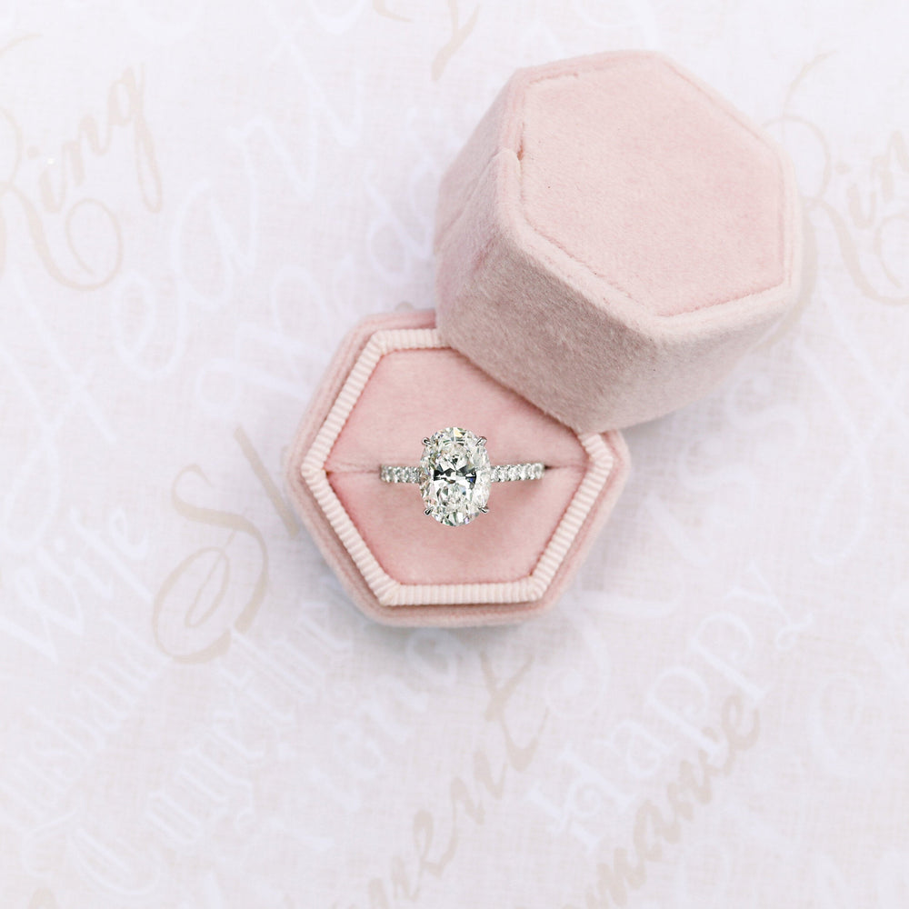 2.50CT Oval Cut Moissanite Trellis Pave Diamond Engagement Ring