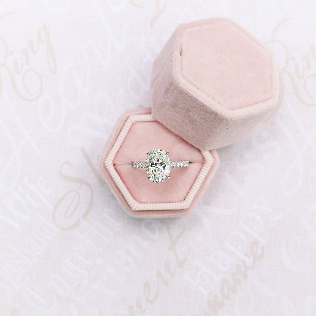 2.50CT Oval Cut Moissanite Trellis Pave Diamond Engagement Ring