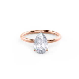 2.0ct Pear Cut Moissanite Diamond Petite Solitaire Engagement Ring